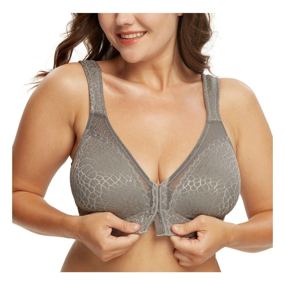 DELIMIRA Women's Front Closure Posture Wireless Back Full Coverage Bra